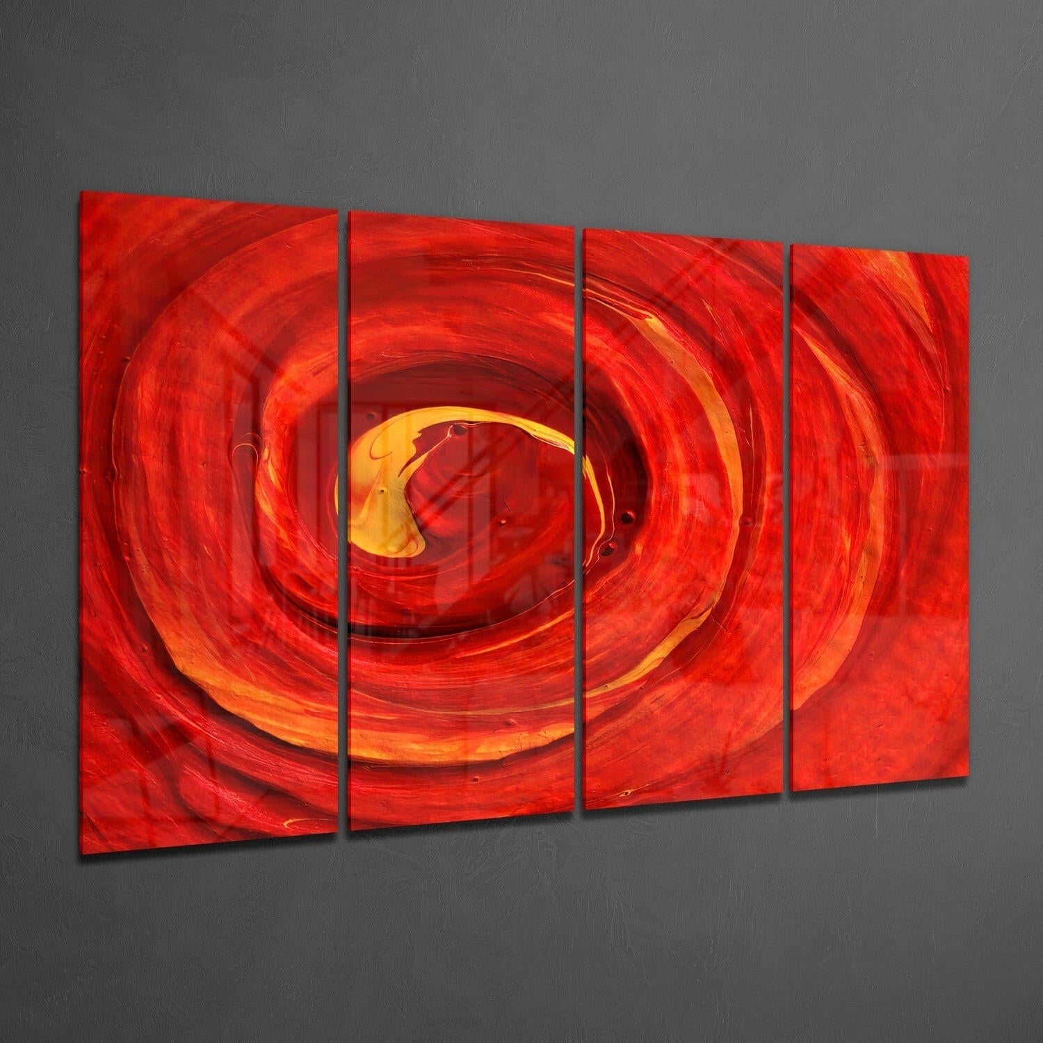 Red Vortex 4 Pieces Mega Glass Wall Art (59"x36")