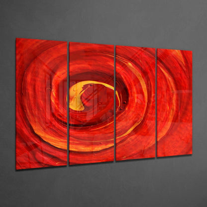 Red Vortex 4 Pieces Mega Glass Wall Art (59"x36")