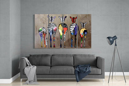 Zebras 4 Pieces Mega Glass Wall Art (59"x36")