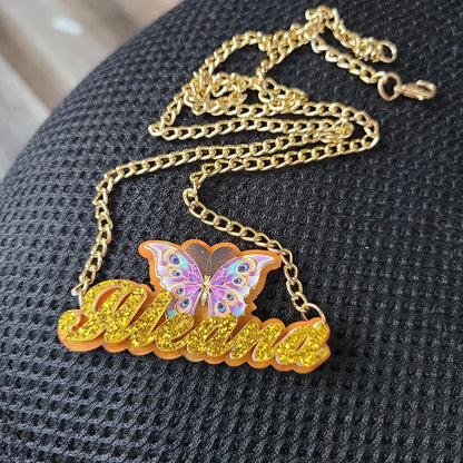 Personalised Kids Pendants acrylic Any Cartoon Character Nameplate Necklaces