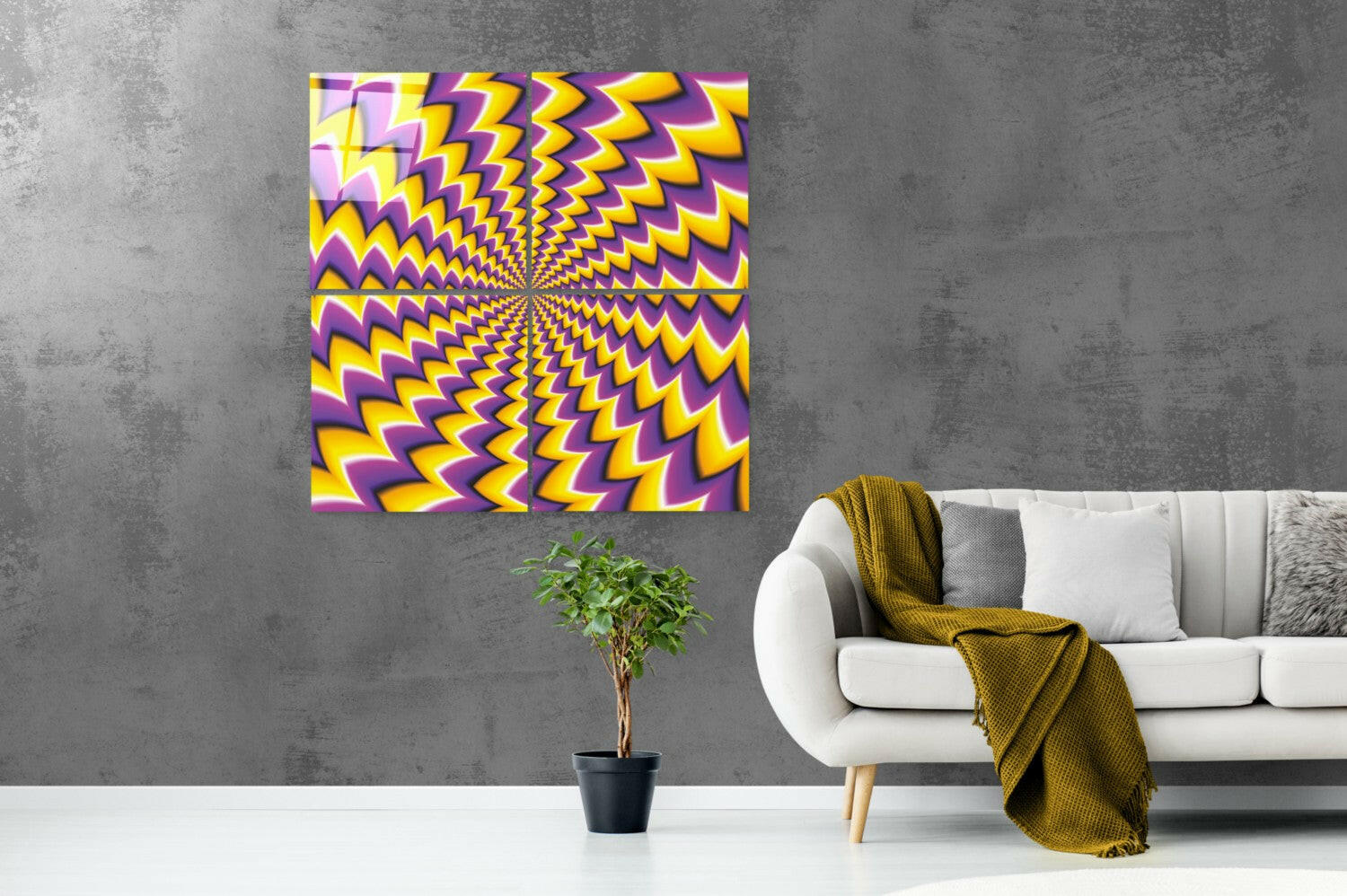Yellow Illusion Quadro Glass Wall Art