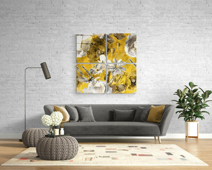 Autumn Flowers Quadro Glass Wall Art