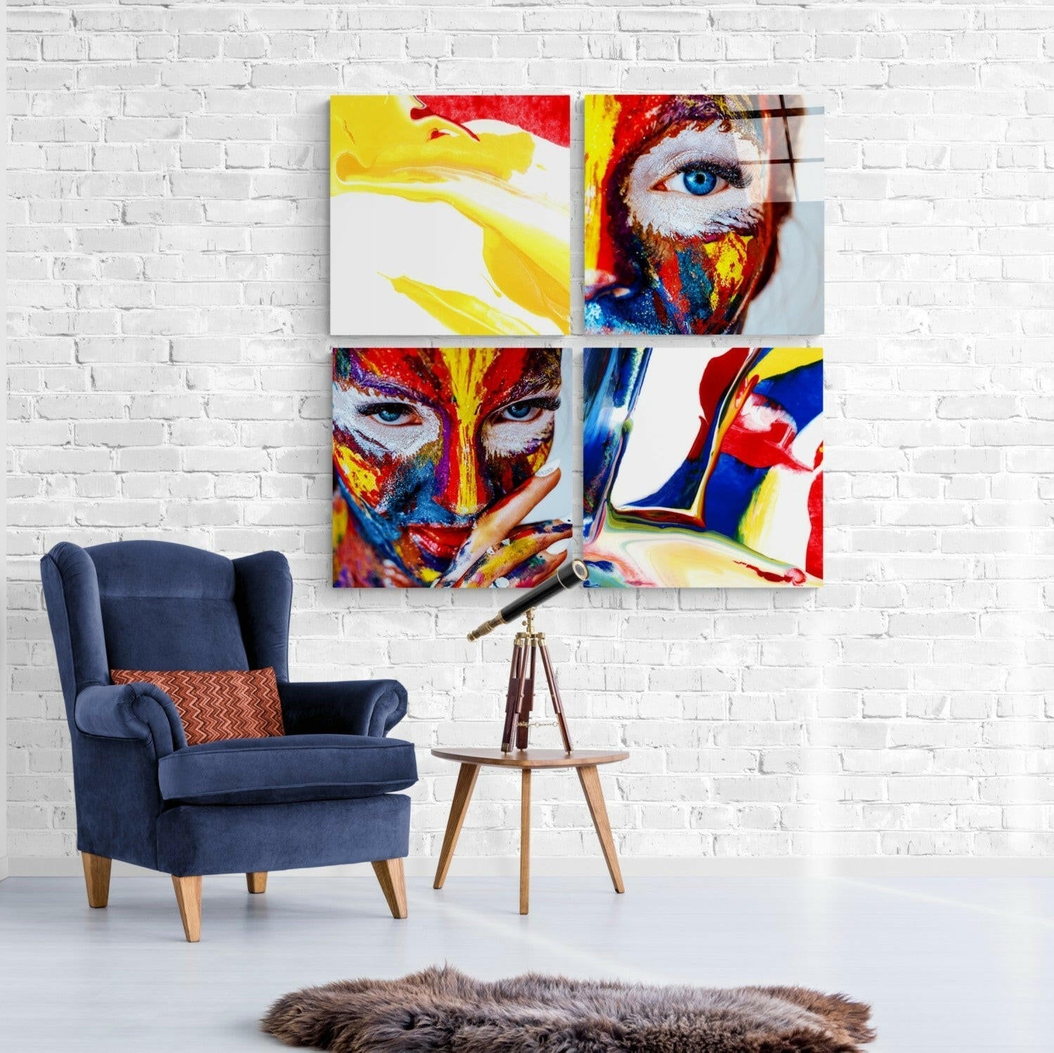Woman and Red Quadro Glass Wall Art