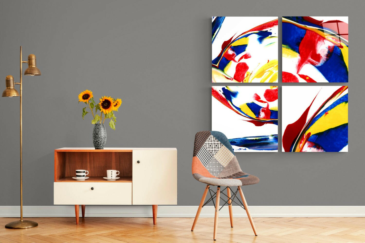 Dance of Red Quadro Glass Wall Art