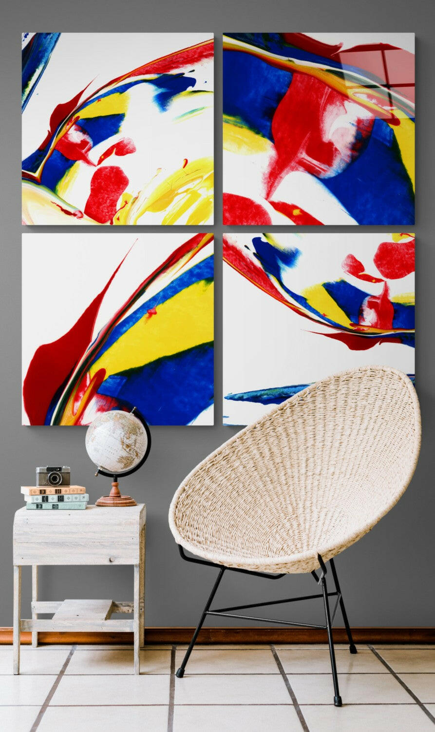 Dance of Red Quadro Glass Wall Art