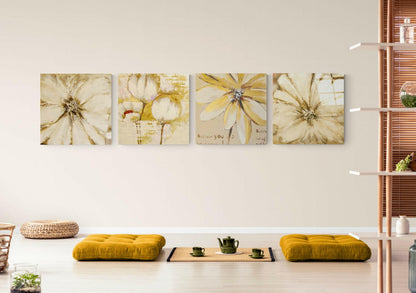 Yellow Flower Quadro Glass Wall Art