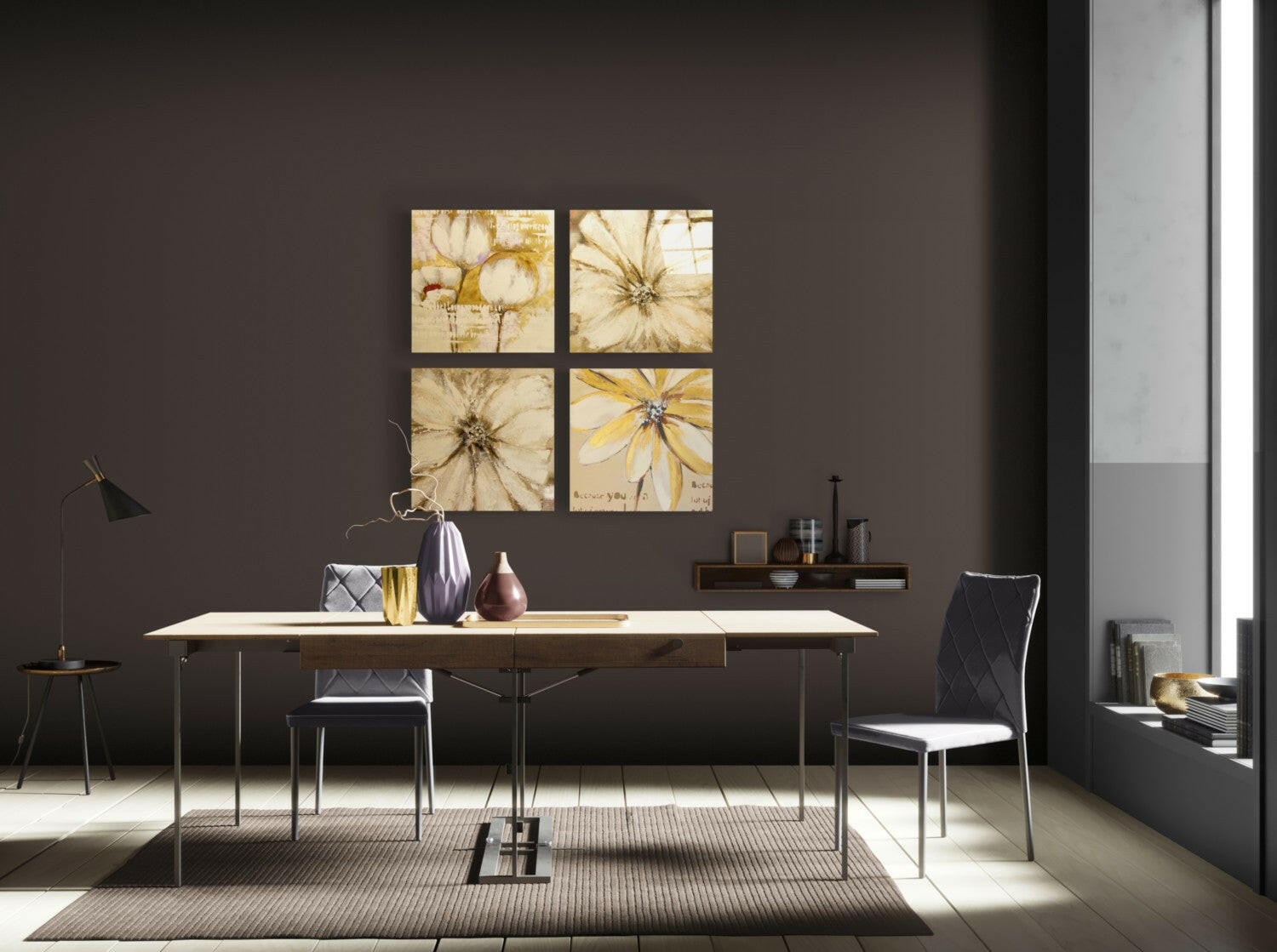 Yellow Flower Quadro Glass Wall Art