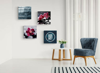 Orchids and Stones Quadro Glass Wall Art