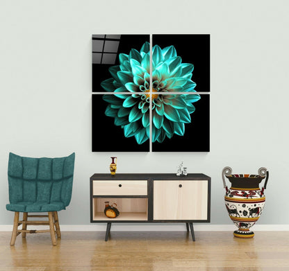 Green Chrysanthemum Quadro Glass Wall Art