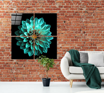 Green Chrysanthemum Quadro Glass Wall Art