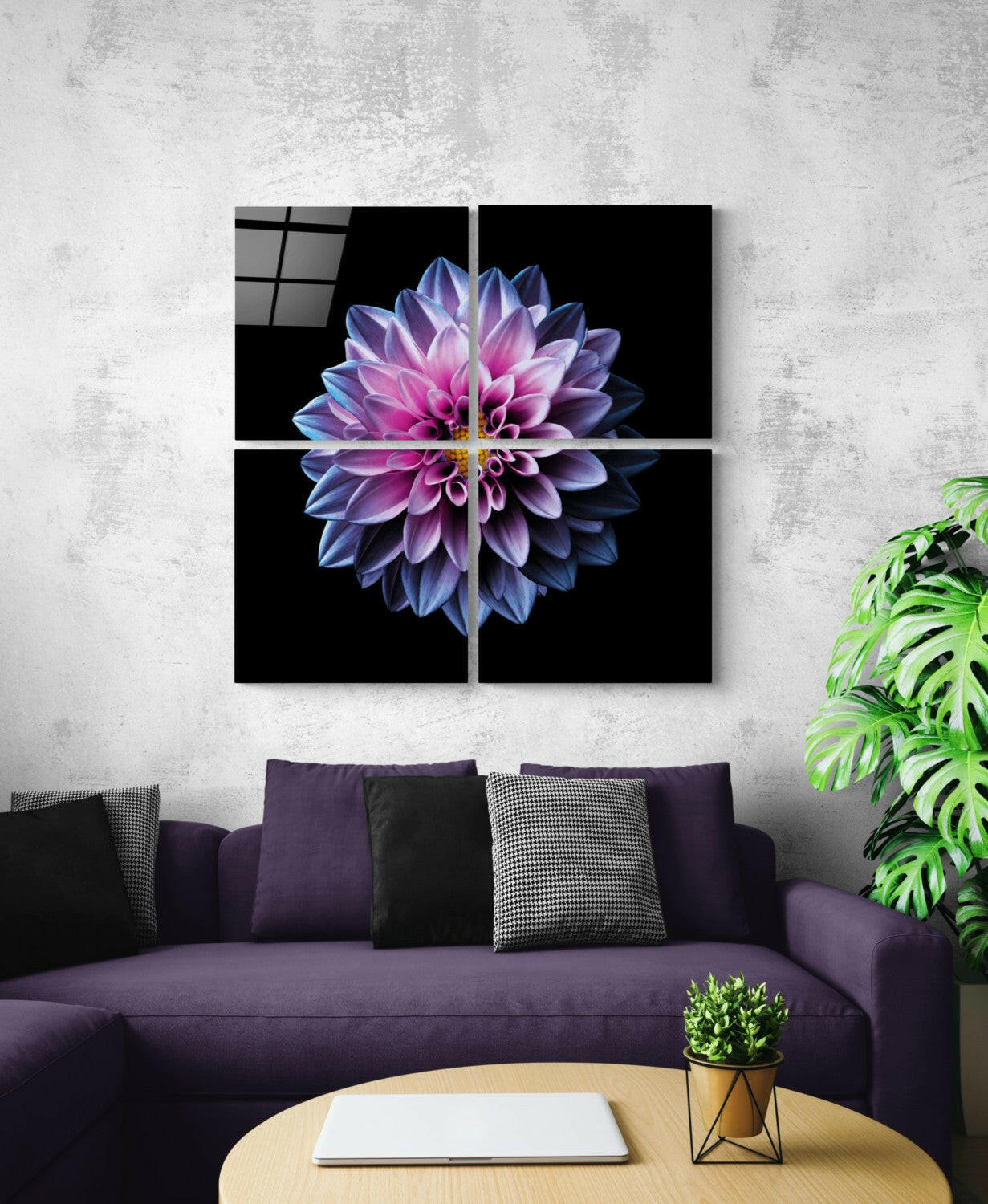 Purple Chrysanthemum Quadro Glass Wall Art