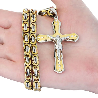 mens gold Jesus Christ Holy chain necklace