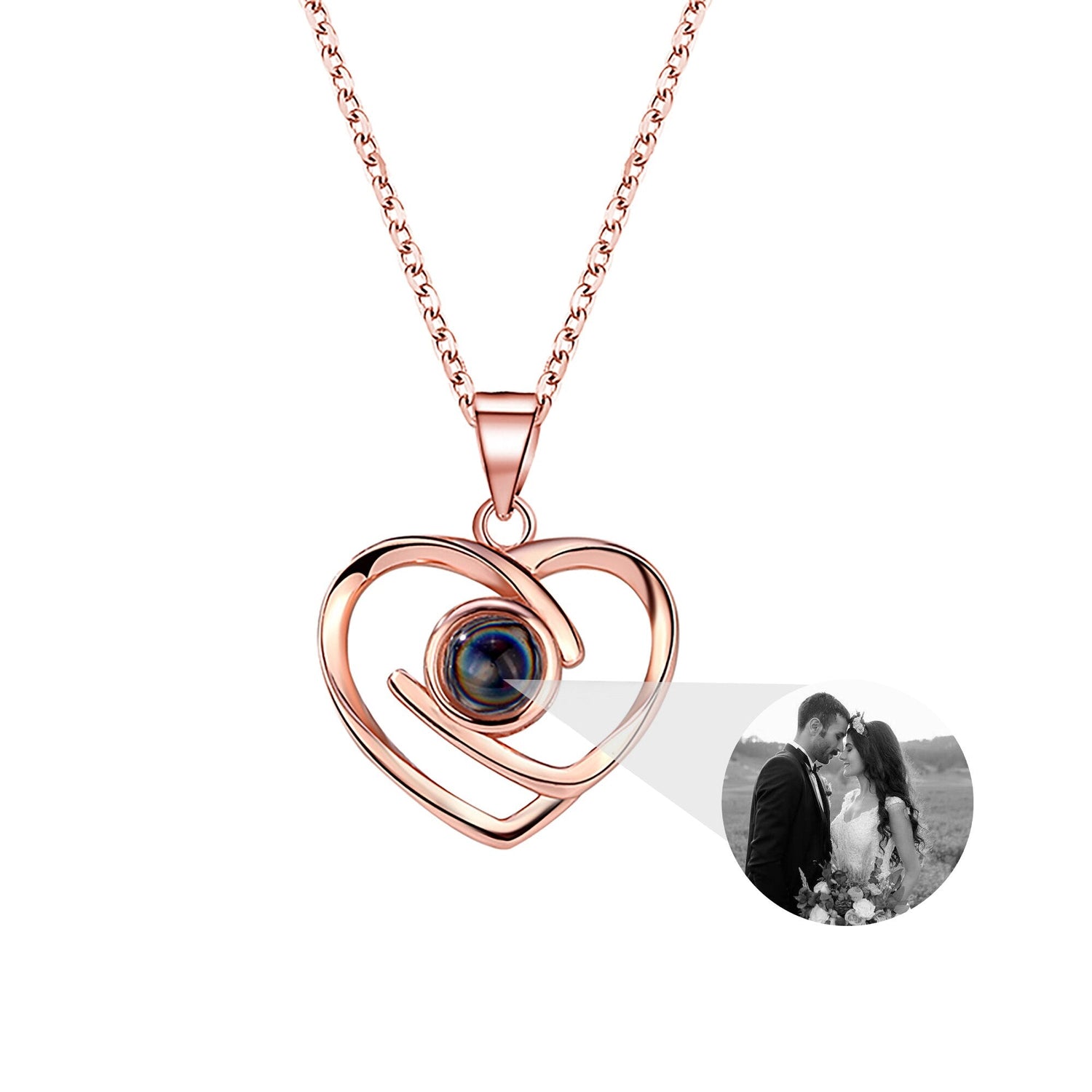 Customizable Photo Ladies Personality Heart Necklace With Silver Material Valentine&