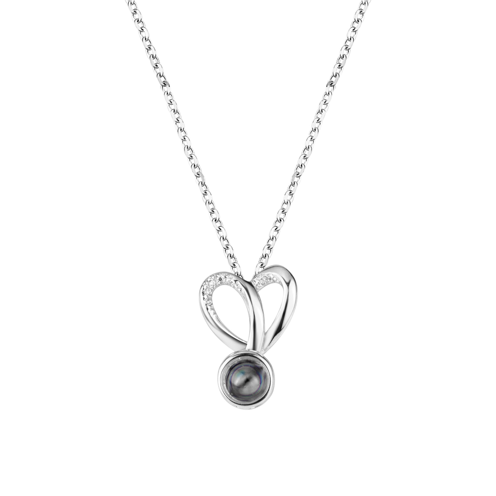 Personalized Photo Projection Necklace Sweet Crystal Rabbit Ears Pendant Necklaces