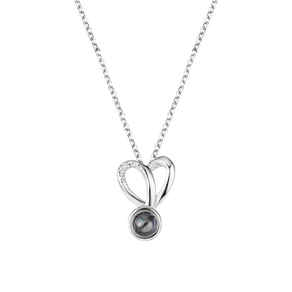 Personalized Photo Projection Necklace Sweet Crystal Rabbit Ears Pendant Necklaces