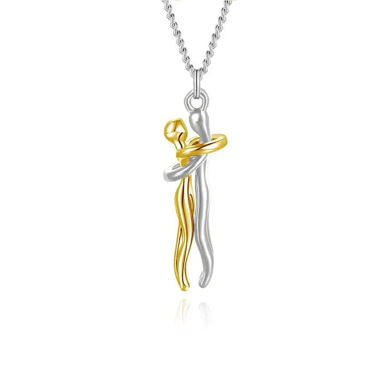 Hug Necklace Enbrace Couple Pendant