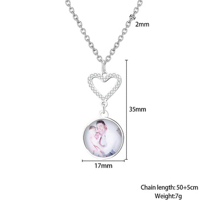 Customizable Photo Romantic Simple Small Heart-shaped Necklaces Exquisite  Silver Color Clavicle Chain Women&