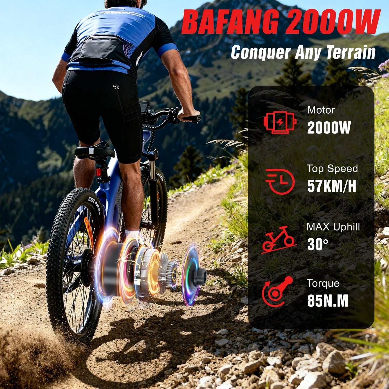 HX Q5 Ebike 2000W Adults Electric Bike 85Nm 57KM/H Electric Bicycle 27.5*2.25 Inch Removable battery Electric Mountain Bike