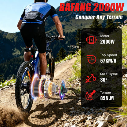 HX Q5 Ebike 2000W Adults Electric Bike 85Nm 57KM/H Electric Bicycle 27.5*2.25 Inch Removable battery Electric Mountain Bike