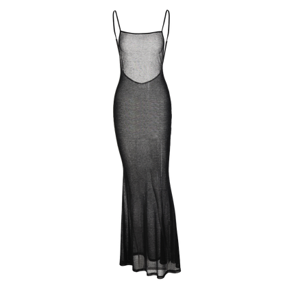 Spaghetti Strap Square Collar Sleeveless Maxi Dress Skinny