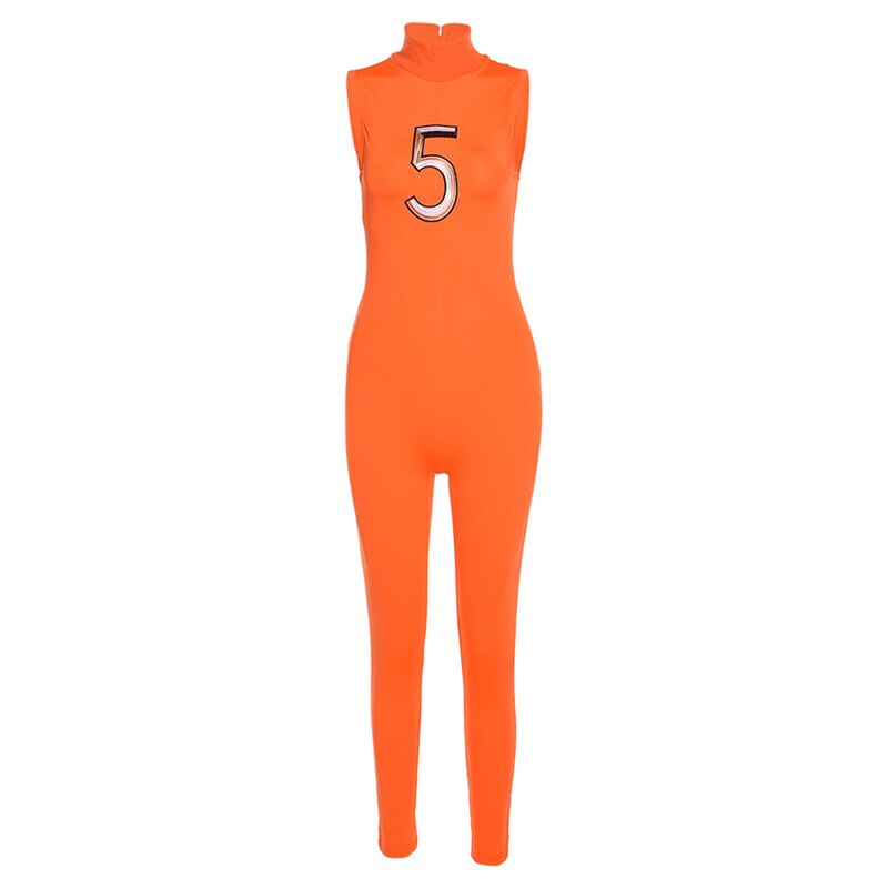 Women Tracksuit Slim Elastic High Print Figure Zipper Jumpsuit Y2K Sports