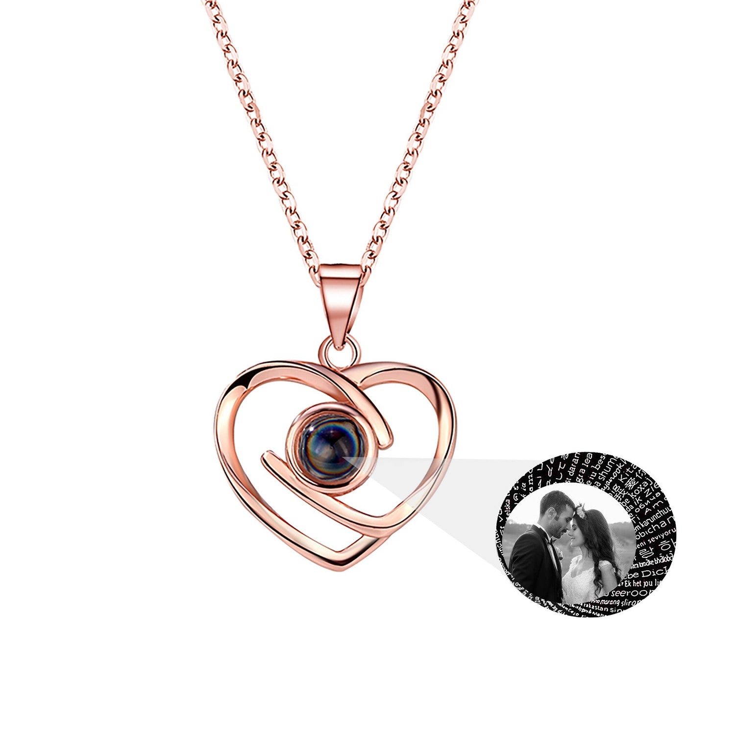 Customizable Photo Ladies Personality Heart Necklace With Silver Material Valentine&
