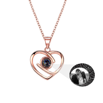 Customizable Photo Ladies Personality Heart Necklace With Silver Material Valentine&