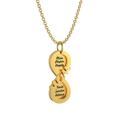 Personalized MOM Name Necklace Rotate Double Layer Pendant Best Gifts