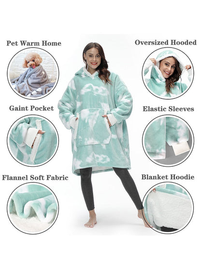 Oversized Hoodie Sweatshirt Women Tie Dye Hoodies Fleece Giant Wearable Blanket