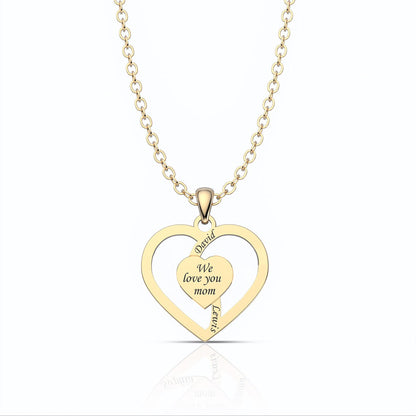Personalized Mother Name Necklace With Text Custom Heart Pendant Necklace
