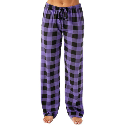 Women Christmas Pajama pants Autumn Winter Plaid Printed Pants