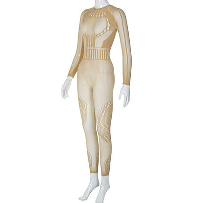 solid color Knitted Thin Long Sleeve Jumpsuit Romper
