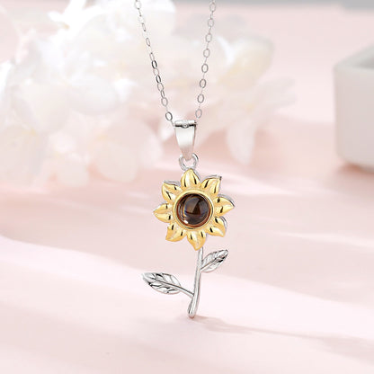 Custom SunFlower Projection Necklace Personalized Lover Keepsake Jewelry
