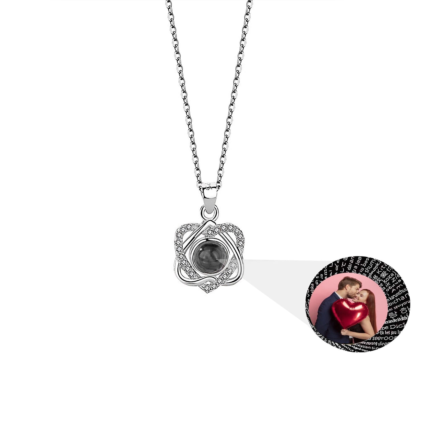Customized photo projectionNecklace Heart Pendant Wedding Romantic Memory Projection Necklace