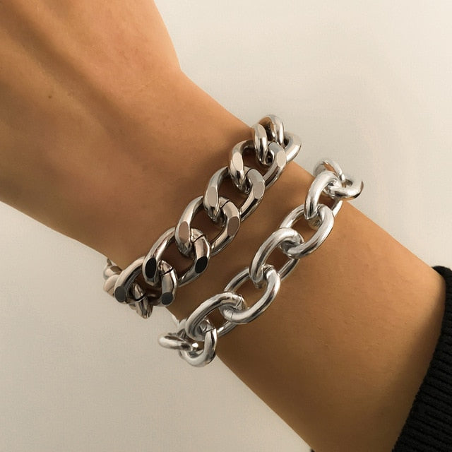 Hip Hop Thick Link Chain Bracelet Women&