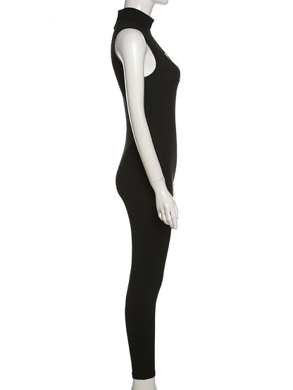 Women Tracksuit Slim Elastic High Print Figure Zipper Jumpsuit Y2K Sports
