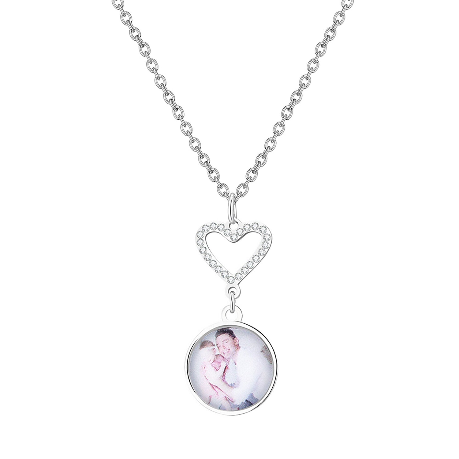 Customizable Photo Romantic Simple Small Heart-shaped Necklaces Exquisite  Silver Color Clavicle Chain Women&
