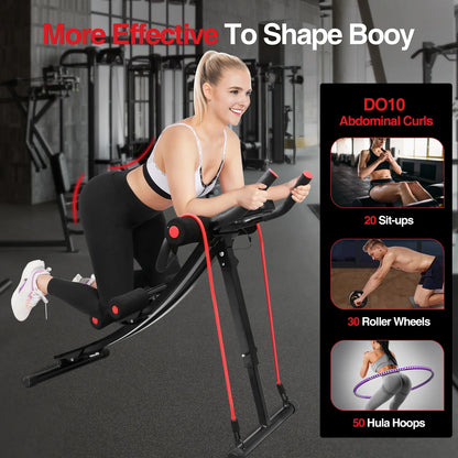 GIKPAL Foldable Ab Machine Ab Workout Equipment for Home Gym,Core &amp; Abdominal Trainer Fitness Equipment Max 440lbs LCD Display