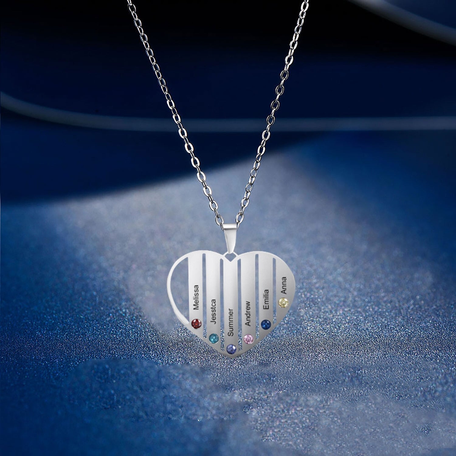 Necklace that can customize birthstone and name For Women ManCouple Gift