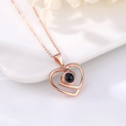 Customizable Photo Ladies Personality Heart Necklace With Silver Material Valentine&
