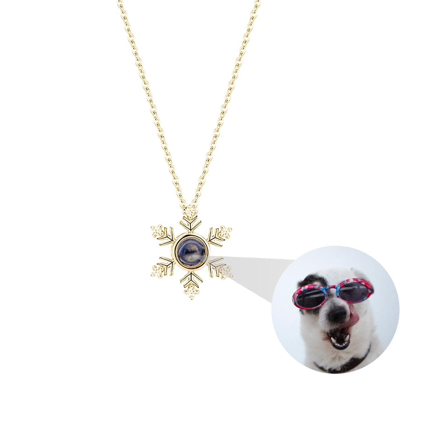 Photo Projection snowflake shape Necklace Pendant Jewelry for Lover Girlfriend 2022