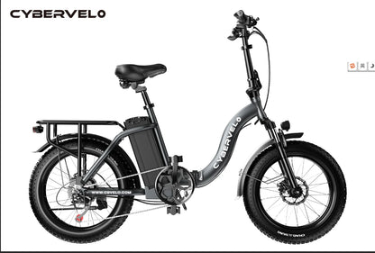Cybervelo 1000W Ebike For Adults,Removable Battery EBike,28+MPH,Foldable Electric Bike,80 Miles Max Range,Fat Tire EK4 EK5