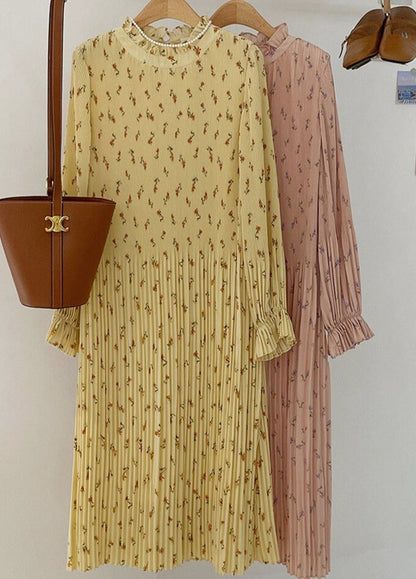 Spring Summer Flare Sleeve Loose Female Pleated Dress vestidos
