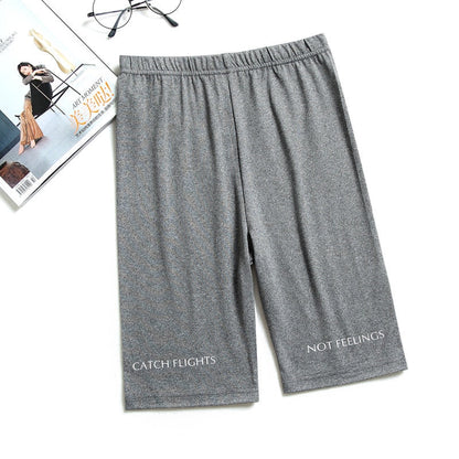 Shorts Thin Fitness Casual High Waist Biker Short Summer Slim Knee-Length Bottoms Streetwear
