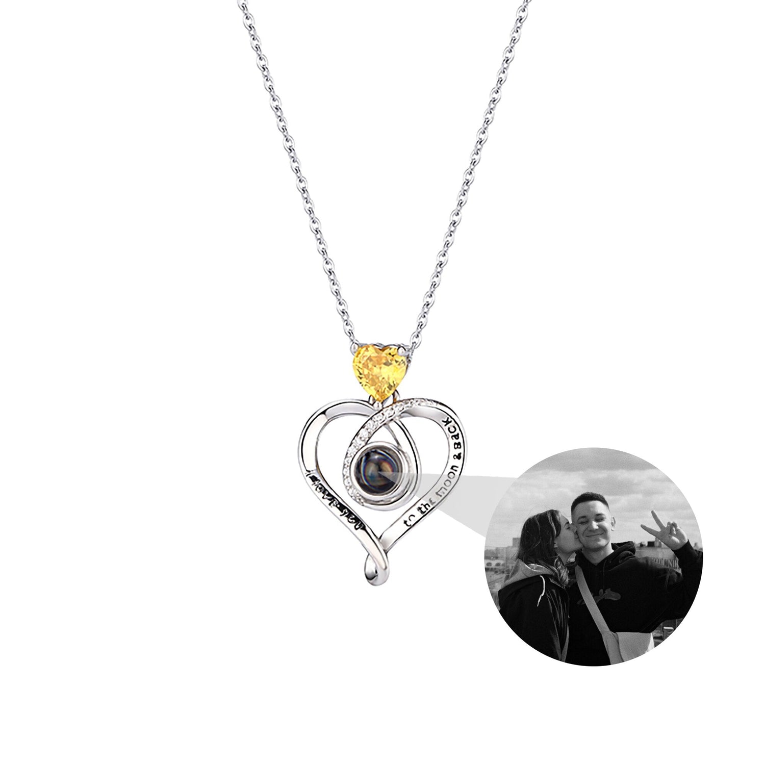 Love with customizable photosProjection Necklace Pendant Jewelry For Lover Girlfriend