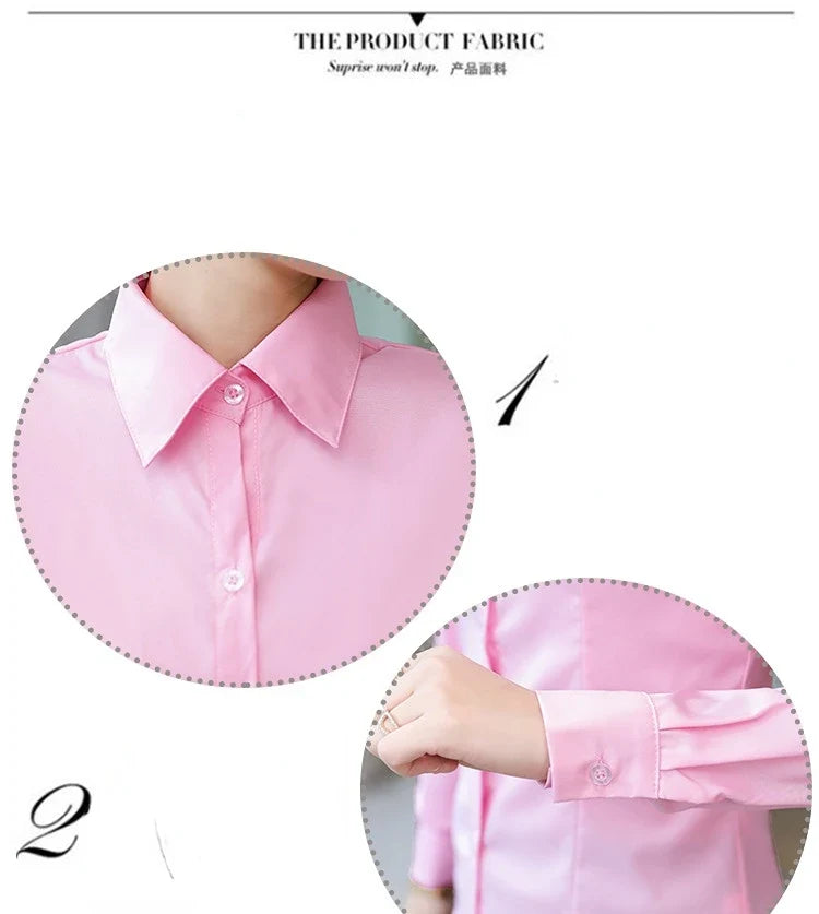 Polyester Cotton Shirts for Women Long Sleeve Blouse