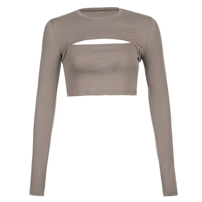 Hollow Knit Top Sweater Women Party Navel Slim Ribbed Summer Lady Shirts