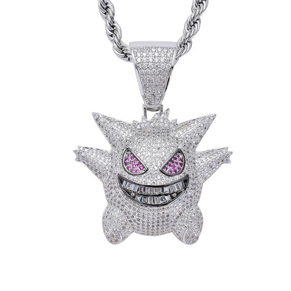 Hip Hop Fierce Shark Inlaid Zircon Pendant Charm Trend Necklace