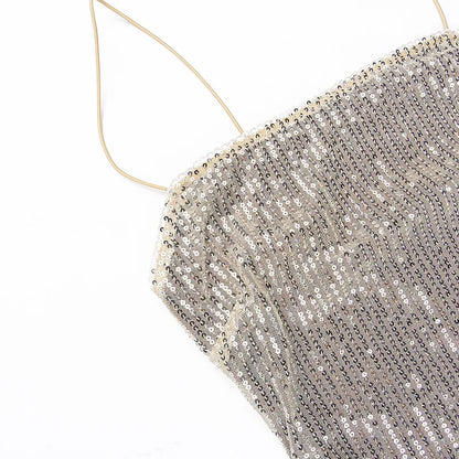 Sleeveless Glitter Sequined Evening Party Club Maxi Dress