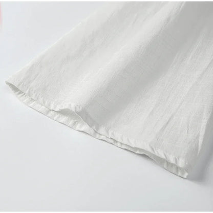 Cotton Linen Lace Up Bow Shirts Women Loose Hollow Out V Neck Long Sleeve Tops